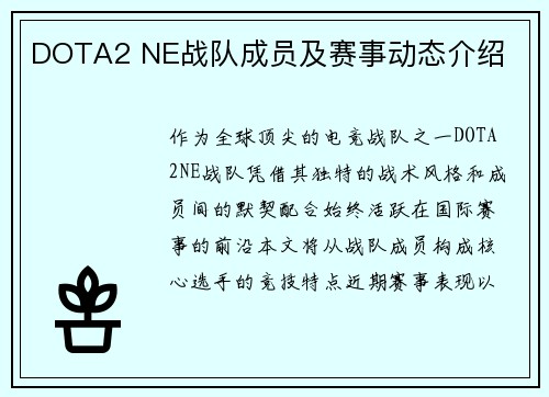 DOTA2 NE战队成员及赛事动态介绍